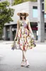 Sukienki damskie pasy startowe paski spaghetti kwiatowe marszczyki moda letnia sukienka wakacyjna vestidos