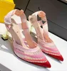 Baotou – sandales pointues à talons hauts et épais, couleur assortie, avec dos vide, chaussures en maille transparente, tendance, nouvelle collection 2022
