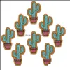 Naaimebeelgereedschap Kleed Diyes voor kleding Iron geborduurde Cactus Applique ones accessoires Badge -stickers op kledingtas Drop Deliv