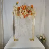 decoration with hangging holder Gold-painted Iron Square Screen Wedding Arch Backdrop Geometric Shelf 1M Road Lead Flower Stand Birthday Party Stage Layout Frame