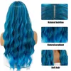 Saç sentetik peruklar cosplay sentetik uzun peruk mavi dalga ile patlamalar ısıya dayanıklı elyaf saç cosplay siyah kadın Noel 220225