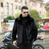 New Winter Imitation Mink Fur Coats Waterproof Mid-length Men Jacket Thick Hooded Faux Fur Jacket Male Black Overcoat G220804