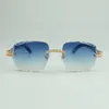 Óculos de sol buquê de diamantes 3524014 com pernas de madeira azul natural e lentes lapidadas de 58 mm7413698