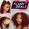 Lace Wigs Curly Burgundy Short Pixie HD Frontal Human Hair Women 99J Red Front Wig Colored Straight Bob Deep Wave Brazilian