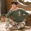 Men's Winter Warm Pajamas 100% Cotton Sleepwear Home Wear Cartoon Panda Print Pajama Male Casual Long Sleeve Plus Size Sets Suit 220511