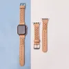 Bracelet en cuir respirant tissé pour Apple Watch Series 7 45mm 41mm Bracelet de ceinture souple Iwatch Band 40mm 44mm 38mm 42mm Bracelets de montre Bracelets Accessoires intelligents