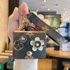 Mini Earphone Bag Wallet Keyrings Pu Leather Luxury Key Brains Jewelry Black Brown Flower Flower Bag Bagch Charms Keys Keys Association Association