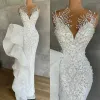 Luxurious Pearls Mermaid Wedding Dresses Beaded Crystals Lace Jewel Neck Sequined Bridal Gowns Robe de mariee