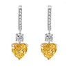 Dangle & Chandelier Zhanhao S925 Silver Heart Shaped Simulated Yellow Pink Diamond Earrings For WomenDangle Farl22