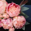 Dekorativa blommor kransar bränd rök och kant pioner dekor växter vardagsrum 36 cm grön dill rosa 10 huvuden bröllop arrangemangdecorati