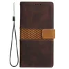 Grid Hit Hybrid Color Leather Wallet Cases For Iphone 15 14 13 Pro Max 2 11 XR 8 7 Plus Credit ID Card Slot Cash Pocket Flip Cover Business Book Fashion Phone Pouch Strap