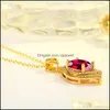 Pendant Necklaces 18K Gold Luxury Water Drop Pear Shaped Ruby Gemstone Necklace For Women Sier Wedding Jewelry Vipjewel Deli Vipjewel Dhyqp