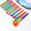 15pcs pinceaux de maquillage colorés ensemble arc-en-ciel fond de teint poudre contour fard à paupières pinceaux