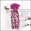 Flores decorativas grinaldas de festa festiva suprimentos para casa jardim orhcid videira wisteria violeta seda de seda artificial parede pendurada orc rattan varanda