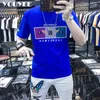 T-shirt Mercerized Cotton Mercerized 2021 Youyee Summer Roupos European Bordado redondo camiseta de pescoço Men roupas casuais top y220630