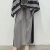 여자 2 피스 바지 패션 스트라이프 프린트 주름 2 세트 느슨한 불규칙한 상단 자른 바지 조각 복장 여성