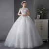 Andra bröllopsklänningar 2022 Hign Neck Vintage Dress Flower Beading Princess Ball klänning enkel brud cuatom gjorde vestido de noiva