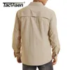 TACVASEN With 2 Chest Zipper Pockets Tactical Shirt Men's Quick Drying Skin Protective Long Sleeve Team Work Tops Outdoor 220323