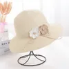 Wide Brim Hats Sun Hat Flower Foldable Headwear Sweat-absorbent Windproof Rope Straw For OutdoorWide