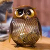 Tooarts Piggy Bank Owl Beeldje Money Box Metalen Muntstuk Besparende Woondecoratie Ambachten Gift voor Munten Jaar Decoraties 220329