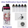 Nieuw!! Sublimatie nieuwe 20oz aluminium tumbler sport fles water flessen met handgreepliden door E