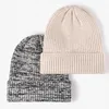 Berretti di lana unisex invernali in tweed Cappello Colorblock Tessuto Berretti lavorati a coste a coste Scaldini Skullies Slouchy Sci all'aperto Cappelli spessi e caldi