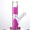 Свечение в темноте прямые Perc Ice Pink Cokahs 3D Handcraft водные трубы 8 дюймов рассеянные вниз по 18 мм женский сустав 5 мм толщиной стеклянный бонг