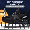 Cuscino d'aria nero Scarpe antinfortunistiche da lavoro Stivali da uomo Puntale in acciaio Scarpe indistruttibili Sneakers da lavoro Scarpe protettive antiforatura