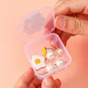 Pequeña Mini caja de almacenamiento de dibujos animados transparente joyería pendientes anillo broches Pin embalaje cajas de joyería para mujeres organizador al por mayor