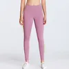 Solid Color Women Yoga Pants High midje Sports Gym Wear Leggings Elastic Fitness Lady övergripande full tights Träning Hxim