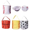 Polka Dots Halloween Buckets Party Basket Orange Black Polyester Halloween-Tote Bag Bag Halloween-Candy Dom1046