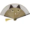 Cat Chinese Cartoon Japan Style Silk Hand Fan Fani Party Favor Poliple Lovely Kitty Fan Handheld Women Girls Show Fani