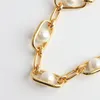 Kadın için lüks inci bağlantı bilezikleri altın kaplama göz alıcı 18K zincir bilezik mücevher elle giyin moda aksesuarları büyüleyici kızlar hediyeler glam kutuları ile