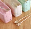 Wheat Straw Lunch Box for Kids Tuppers Food Containers School Camping Supplies Dinnerware Leak-Proof 3 Layer Bento Boxes FY5354 AU22