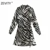 Zevity kadınlar vintage hayvan doku baskı kanatları mini elbise mini elbise kadın batwing kolu kimono vestido şık rahat ince elbiseler ds4266 210401