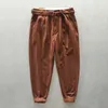 Calça masculina primavera outono de lã cargo cargo de cor sólida casual solta as calças da cintura Moda de lã retrô R53men's