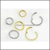 Nose Rings Studs Body Jewelry 20Pcs Piercing 316L Surgical Steel Cz Septum Clicker Ring Ear Helix Daith Ca Dh5Js
