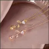 Anhänger Halsketten Anhänger Schmuck Edelstahl Gold Rose Zirkon Blume Herz Halsband Halskette Drop Lieferung 2021 Udi4R