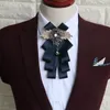 Nœud papillon pour hommes, bleu d'affaires de mariage, britannique à carreaux faits à la main, uniforme haut de gamme pour garçons d'honneur, accessoires de mode pour hommes W220323