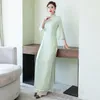 Ethnic Clothing 2022 Vietnamese Aodai Dress For Women Traditional Chinese Style Vintage Elegant Slim Qi Pao Top+pants Sets Asian Chiffon