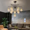 Moderne Krone Glaskugel Pendelleuchten Wohnzimmer Dekoration Salon Schlafzimmer Dekor LED Gold Lichter für Innen Kronleuchter Beleuchtung Kronleuchter Decke Lampadario