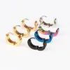 Punk Women Men Small Huggie Ear Cuff Earrings Gold Color Black Blue Stainless Steel Unique Small Round Smooth Circle Hoop Earrings Jewelry