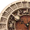 30cm Venice Astronomical Wooden Clock Creative Wall Quartz Twelve Constellations Living Room Home Decor 220318