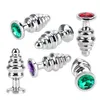 Metal Crystal Jewelry Spiral Beads Stimulation Stainless Steel Butt Plug Anal Prostate Massager sexy Toys For Woman Men