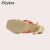 Sandales Eilyken nouveauté Sexy à lacets femmes chaussures bout carré croisé lié Transparent talons hauts pompes décapant chaussure 220317