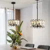 Modern Round Crystal Small Chandelier Lamp Black Simple Pendant Light For Living Room Restaurant Table Bar Indoor Villa Led Lamp