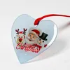 3Inch 4Style Sublimation Blanks Glass Christmas Pendant Single Side Heat Transfer Ornament Festival Decore med rött band för DIY Crafting Home Xmas Tree Decor