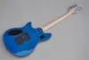 Guitare électrique bleue en placage d'érable flammé avec matériel chromé, touche en érable, peut être personnalisée