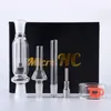 NC Nector Collector Kits 10mm 14mm Joint Mini Pipes Rökningstillbehör med titanspets nagel Dab Straw Small Oil Rigs Nector Collectors Black Red White Box Pack NC01