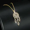 Pendant Necklaces Fashion Dream Catcher Series Jewelry Necklace For Women Gold Color Hollow Leaf Tassel Chain Female Dainty Trinket Gift